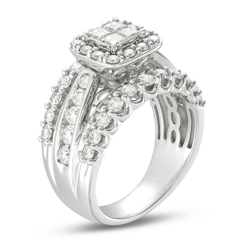 Main Image 2 of Previously Owned Diamond Engagement Ring 2 ct tw Princess/Round 14K White Gold