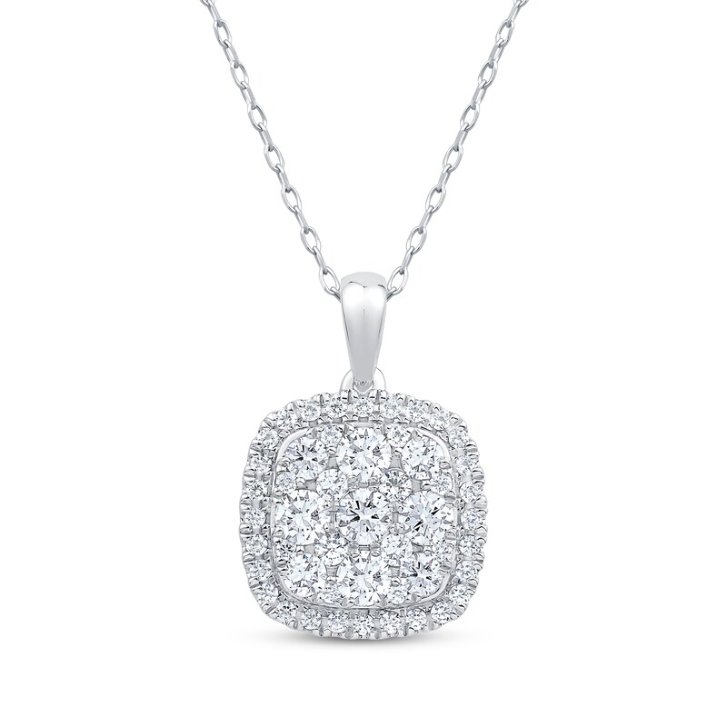 Main Image 1 of Previously Owned Diamond Necklace 1 ct tw 10K White Gold 18"