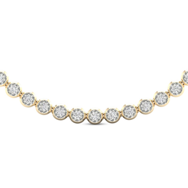 Main Image 2 of Previously Owned Men's Diamond Tennis Necklace 3 ct tw Round-cut 10K Yellow Gold 22"