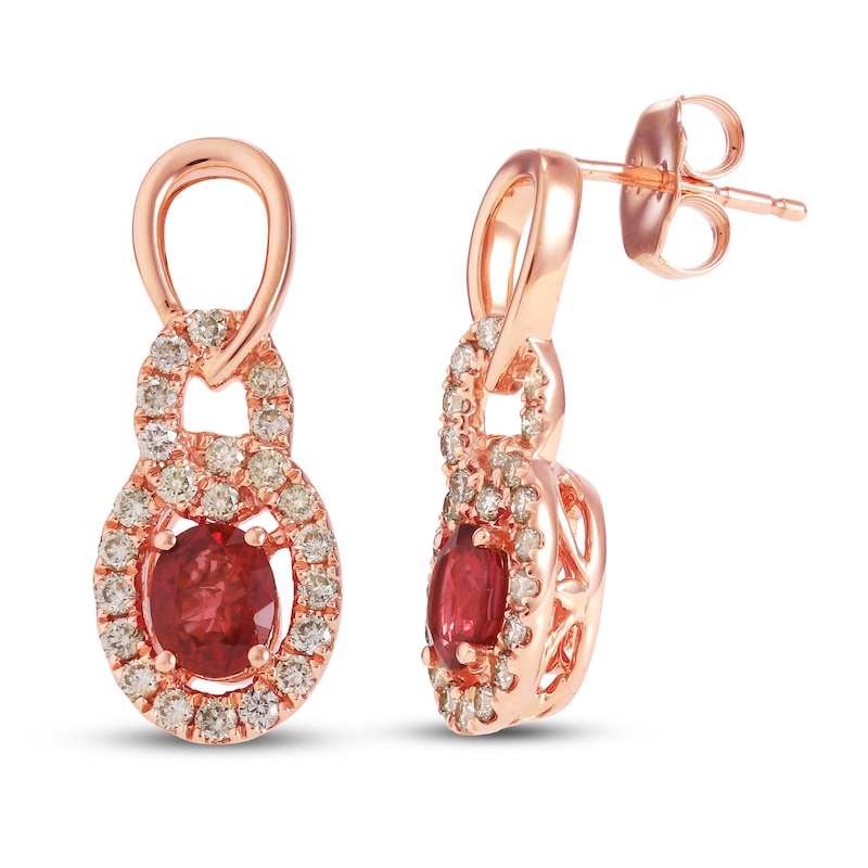 Main Image 1 of Previously Owned Le Vian Ruby Earrings 3/8 ct tw Diamonds 14K Strawberry Gold