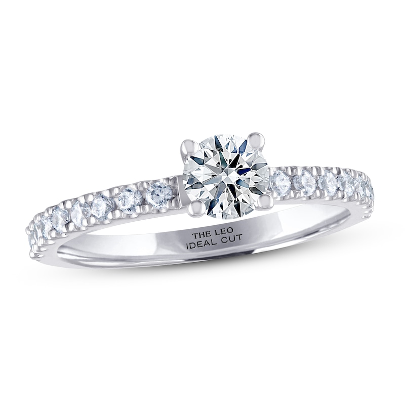 Main Image 1 of Previously Owned THE LEO Ideal Cut Diamond Engagement Ring 3/4 ct tw Round-cut 14K White Gold
