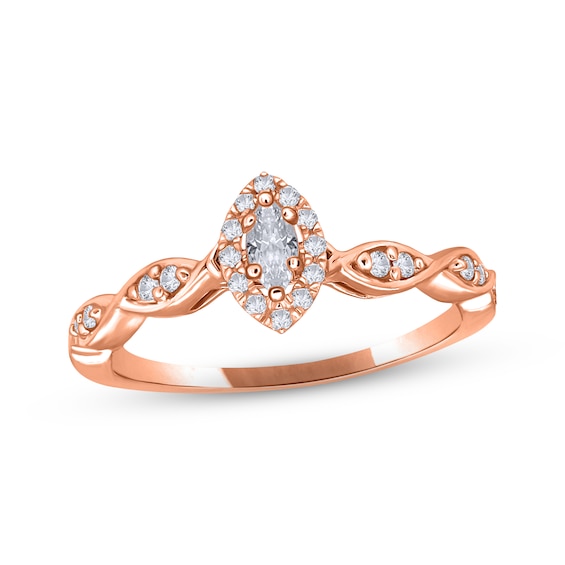 Previously Owned Adrianna Papell Diamond Engagement Ring 1/5 ct tw Marquise & Round-cut 14K Rose Gold