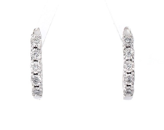 Previously Owned Diamond Hoop Earrings 1/10 ct tw Round-cut Sterling Silver