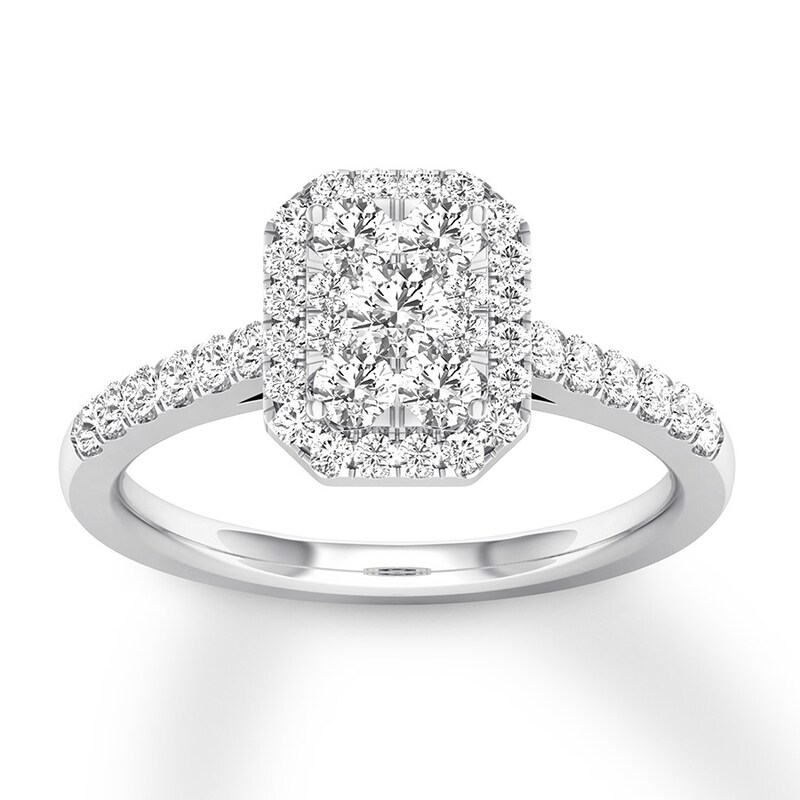 Main Image 1 of Previously Owned Diamond Engagement Ring 1/2 ct tw Round-cut 10K White Gold Size 7