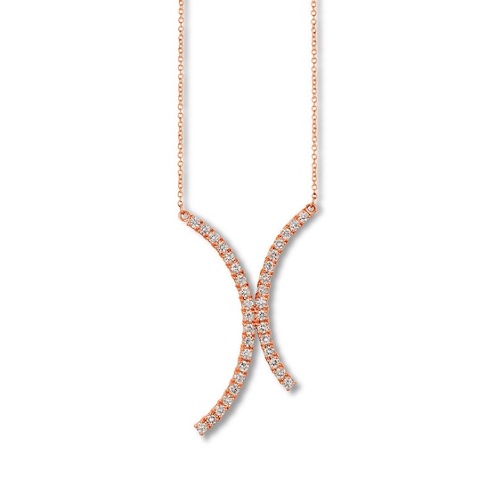 Previously Owned Le Vian Diamond Curve Necklace 7/8 ct tw 14K Strawberry Gold 19"