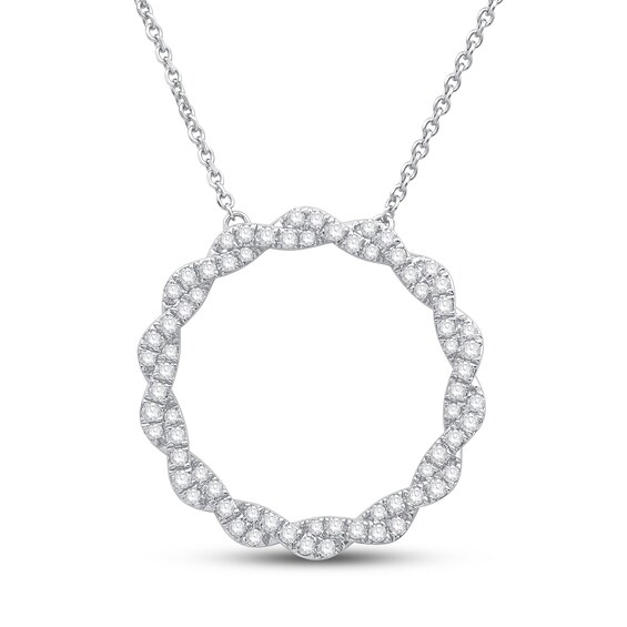 Previously Owned Circle of Gratitude Diamond Necklace 1/2 ct tw Round-cut 10K White Gold 19"