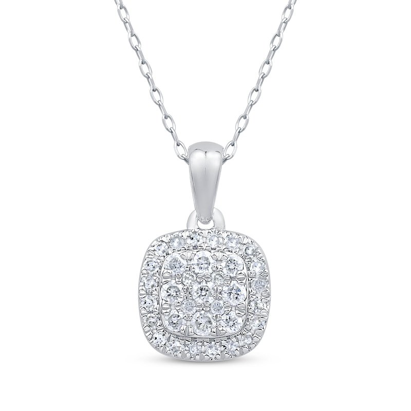 Main Image 1 of Previously Owned Diamond Necklace 1/4 ct tw Round-Cut 10K White Gold 18"