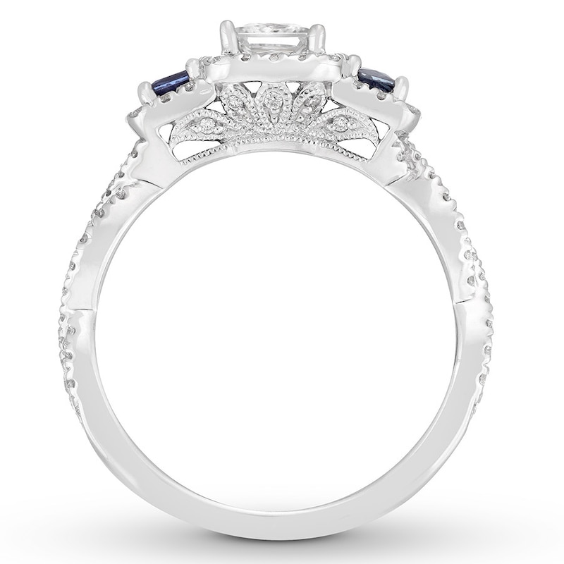 Main Image 2 of Previously Owned Neil Lane Diamond & Sapphire Engagement Ring 7/8 ct tw 14K White Gold