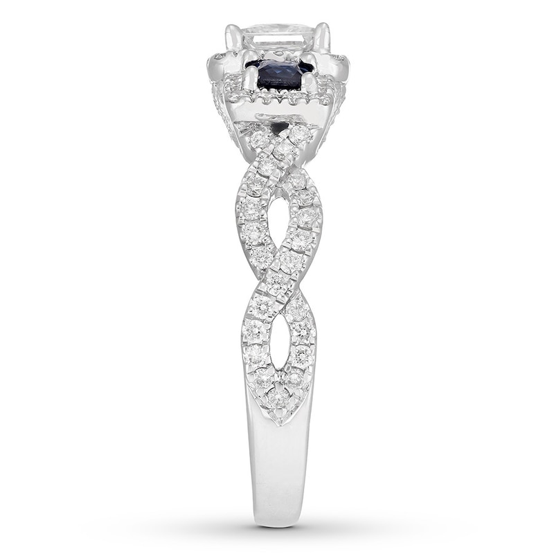 Main Image 3 of Previously Owned Neil Lane Diamond & Sapphire Engagement Ring 7/8 ct tw 14K White Gold