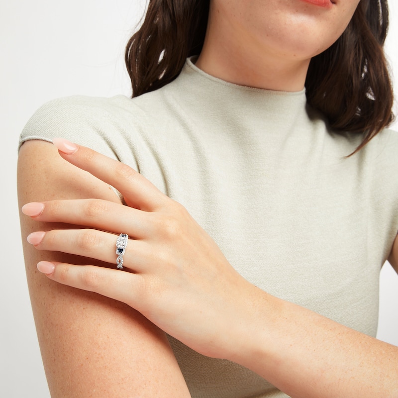 Main Image 4 of Previously Owned Neil Lane Diamond & Sapphire Engagement Ring 7/8 ct tw 14K White Gold