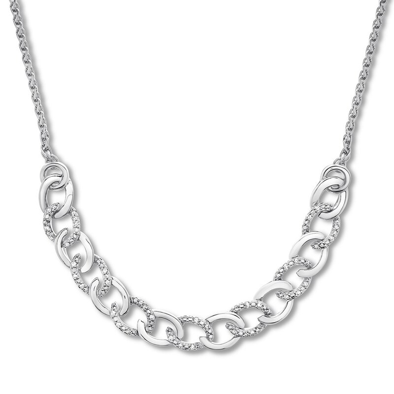 Main Image 1 of Previously Owned Diamond Link Bolo Necklace 1/10 ct tw Round-cut Sterling Silver 26"