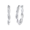 Thumbnail Image 1 of Previously Owned Diamond Hoop Earrings 1/8 ct tw Round-cut Sterling Silver