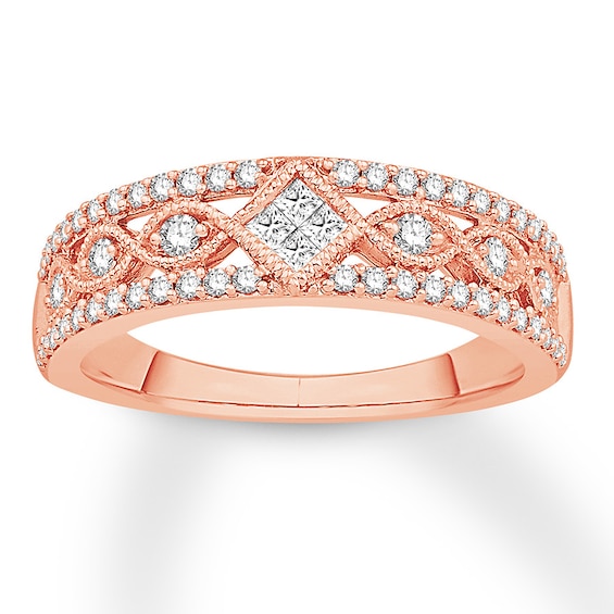 Previously Owned Diamond Anniversary Band 1/2 ct tw Princess/Round 10K Rose Gold