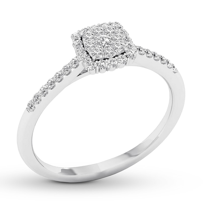 Main Image 4 of Previously Owned Diamond Engagement Ring 1/4 ct tw Round-cut 10K White Gold Size 6
