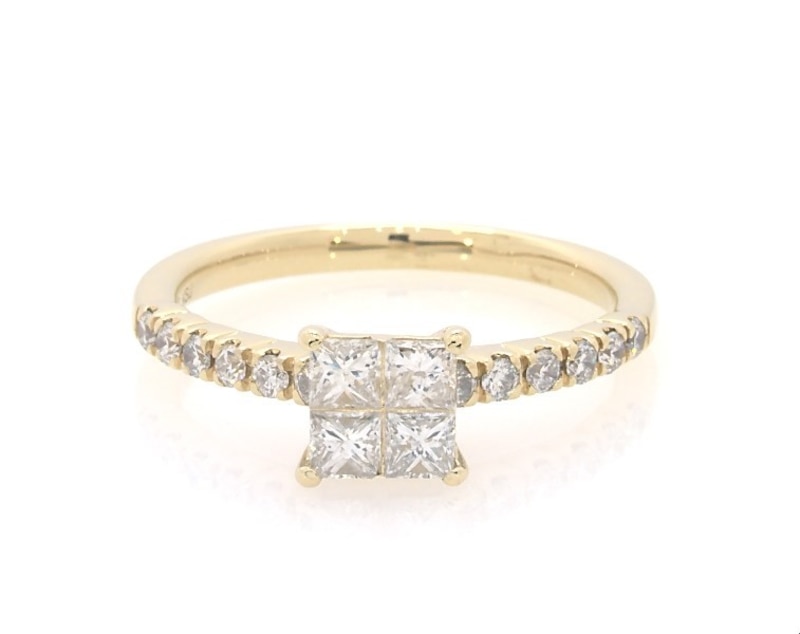 Previously Owned Princess-Cut Quad Diamond Engagement Ring 3/4 ct