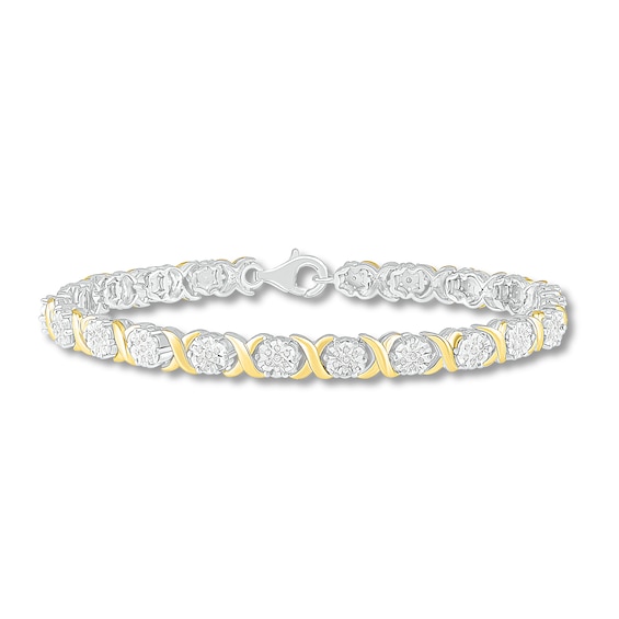 Previously Owned Diamond Bracelet 1/2 ct tw Round-cut Sterling Silver & 10K Yellow Gold 7.5"