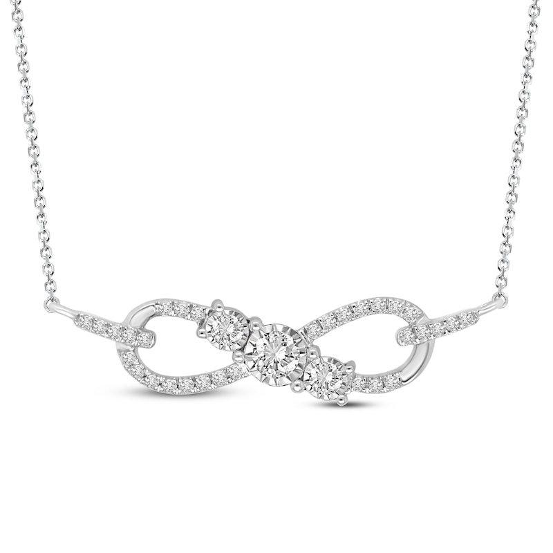 Main Image 1 of Previously Owned Diamond Infinity Necklace 1/4 ct tw Round-cut 10K White Gold 18"