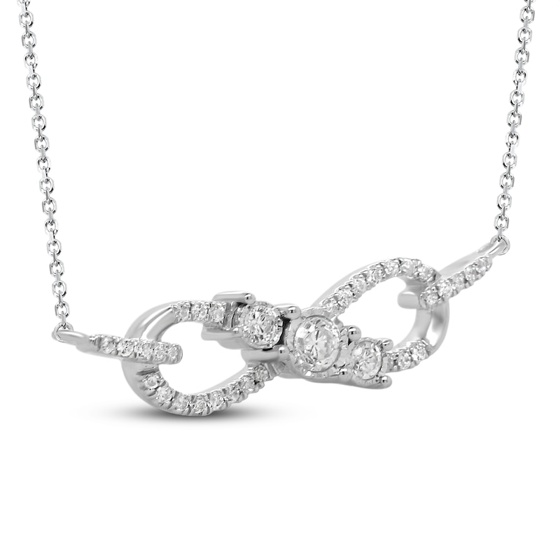 Main Image 2 of Previously Owned Diamond Infinity Necklace 1/4 ct tw Round-cut 10K White Gold 18"