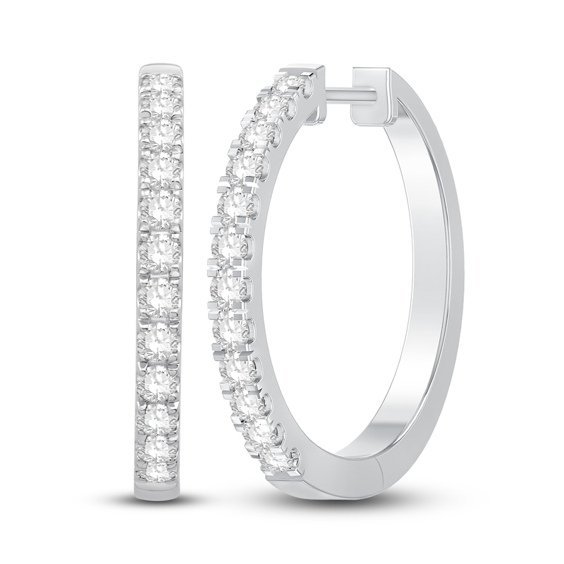 Main Image 1 of Previously Owned Diamond Hoop Earrings 1/2 ct tw 10K White Gold