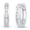 Thumbnail Image 1 of Previously Owned Diamond Huggie Hoop Earrings 1/8 ct tw Round-cut 10K White Gold