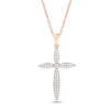 Thumbnail Image 0 of Previously Owned Diamond Cross Necklace 1/4 ct tw Round-cut 10K Rose Gold 18"