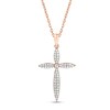 Thumbnail Image 1 of Previously Owned Diamond Cross Necklace 1/4 ct tw Round-cut 10K Rose Gold 18"