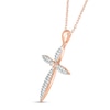 Thumbnail Image 1 of Previously Owned Diamond Cross Necklace 1/4 ct tw Round-cut 10K Rose Gold 18"
