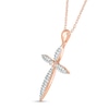Thumbnail Image 2 of Previously Owned Diamond Cross Necklace 1/4 ct tw Round-cut 10K Rose Gold 18"