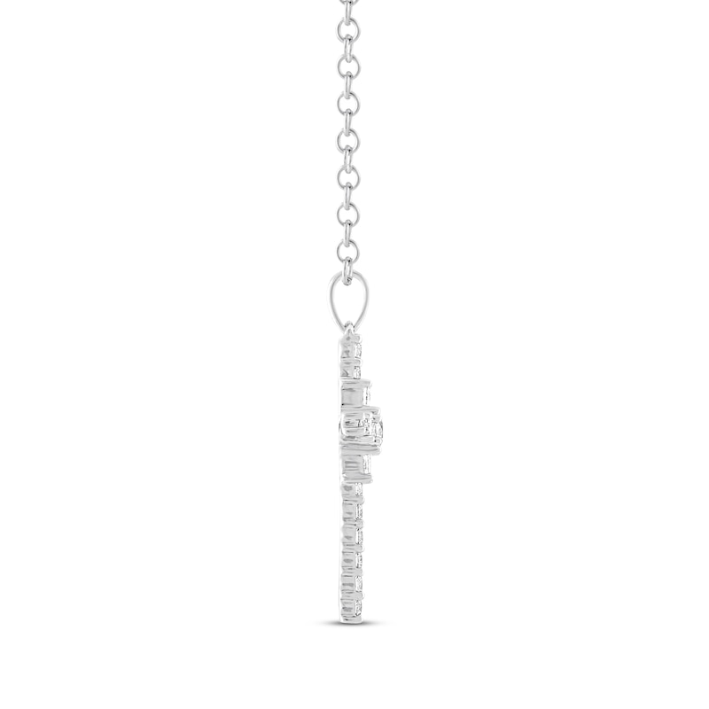 Main Image 2 of Previously Owned THE LEO Diamond Cross Necklace 1 ct tw Round-cut 14K White Gold 19"