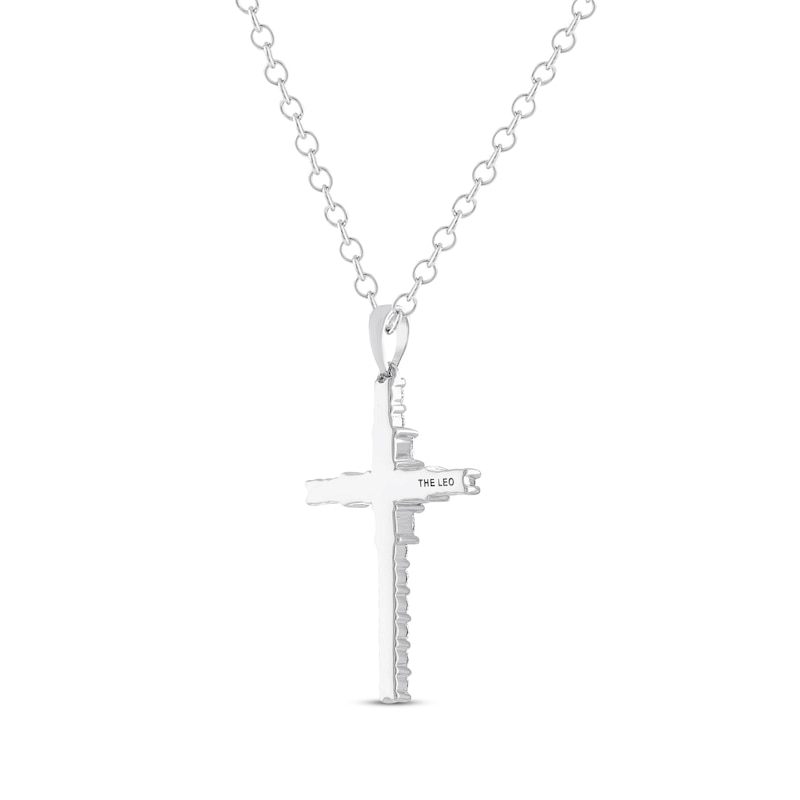 Main Image 3 of Previously Owned THE LEO Diamond Cross Necklace 1 ct tw Round-cut 14K White Gold 19"