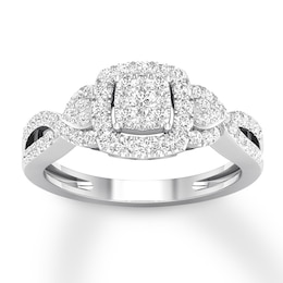 Previously Owned Diamond Engagement Ring 1/2 ct tw Round-cut 10K White Gold Size 7