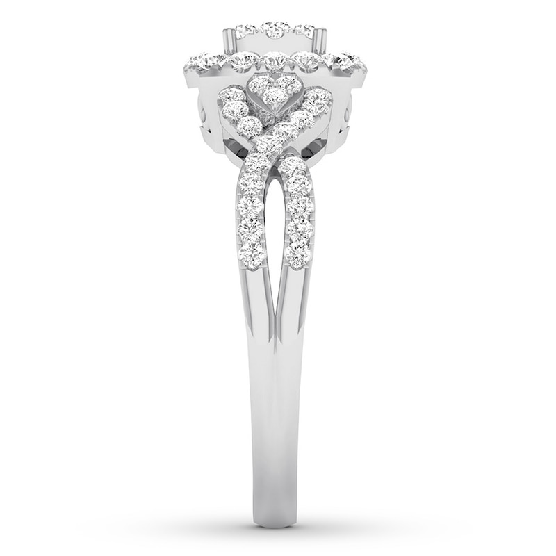 Main Image 3 of Previously Owned Diamond Engagement Ring 1/2 ct tw Round-cut 10K White Gold Size 7