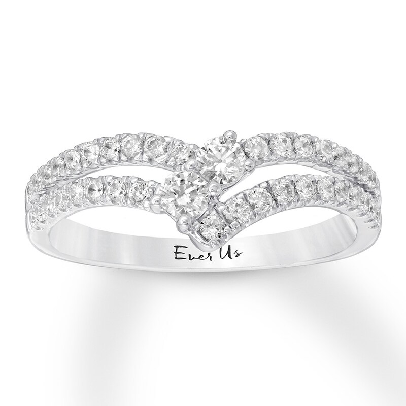 Main Image 1 of Previously Owned Ever Us Diamond Ring 1/2 ct tw Round-cut 14K White Gold