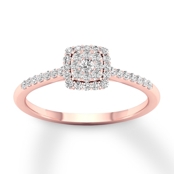 Previously Owned Multi-Diamond Engagement Ring 1/4 ct tw 10K Rose Gold