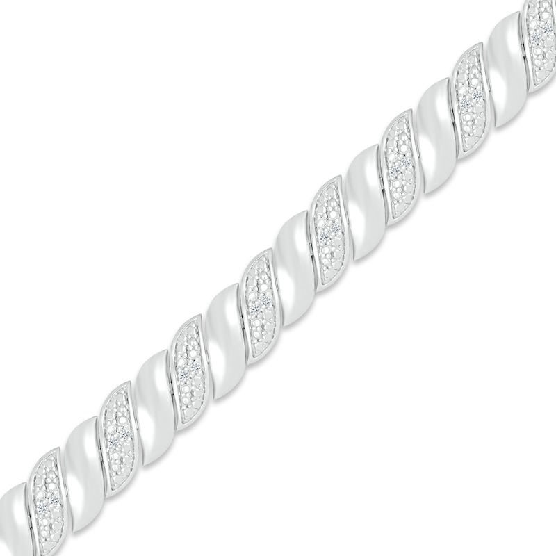 Main Image 2 of Previously Owned Diamond Link Bracelet 1/4 ct tw Round-cut Sterling Silver 7.5"
