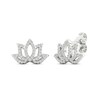 Thumbnail Image 1 of Previously Owned By Women For Women Diamond Lotus Earrings 1/4 ct tw Round-cut 10K White Gold