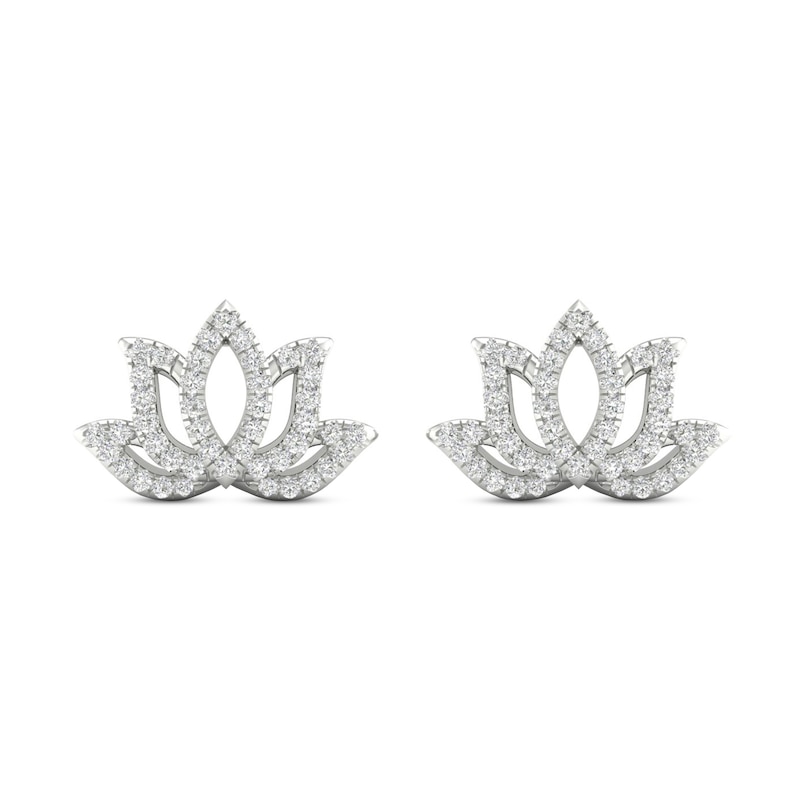 Main Image 2 of Previously Owned By Women For Women Diamond Lotus Earrings 1/4 ct tw Round-cut 10K White Gold
