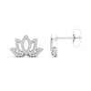 Thumbnail Image 3 of Previously Owned By Women For Women Diamond Lotus Earrings 1/4 ct tw Round-cut 10K White Gold