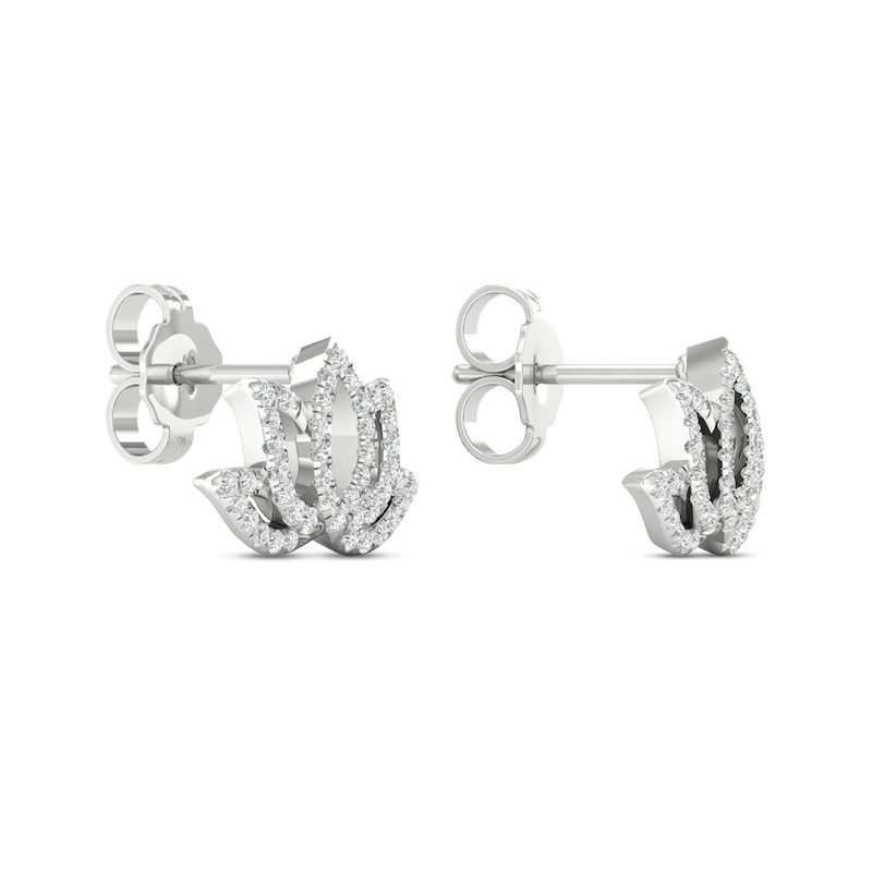 Main Image 4 of Previously Owned By Women For Women Diamond Lotus Earrings 1/4 ct tw Round-cut 10K White Gold