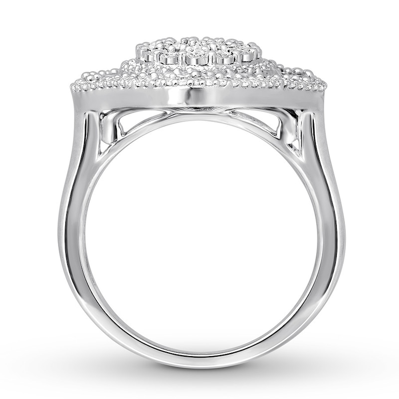 Main Image 2 of Previously Owned Diamond Ring 5/8 ct tw Round & Baguette 10K White Gold