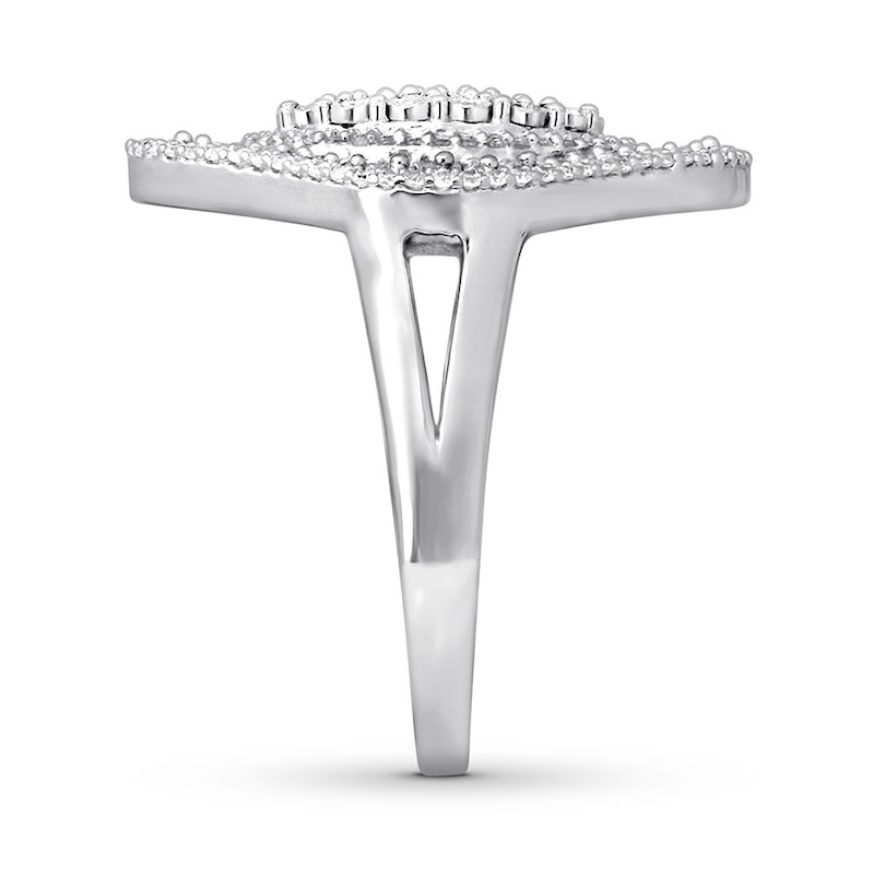 Main Image 3 of Previously Owned Diamond Ring 5/8 ct tw Round & Baguette 10K White Gold