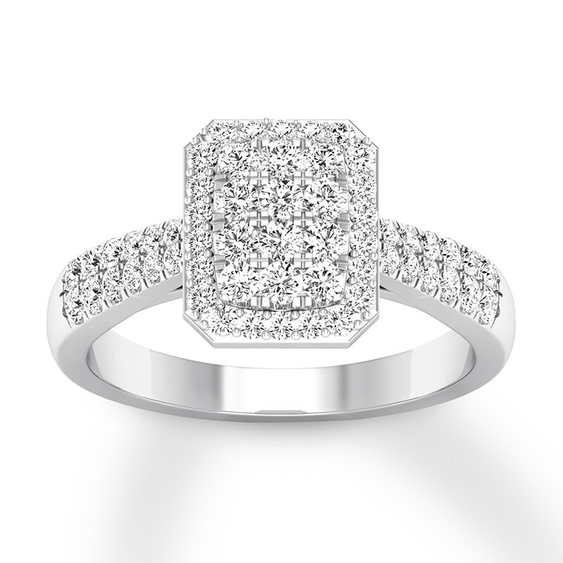 Main Image 1 of Previously Owned Diamond Engagement Ring 1/2 ct tw Round-cut 10K White Gold Size 7