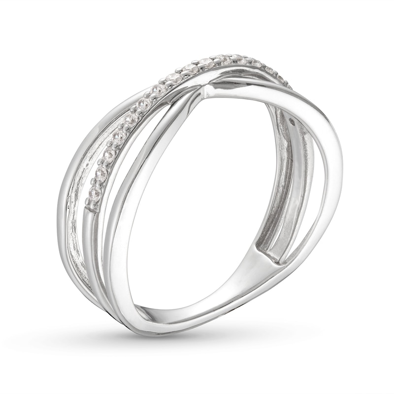 Main Image 2 of Previously Owned Diamond Pave Bypass Ring 1/8 ct tw Round-cut Sterling Silver