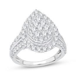 Previously Owned Multi-Diamond Center Pear Engagement Ring 2 ct tw 10K White Gold