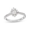 Thumbnail Image 1 of Previously Owned Diamond Halo Engagement Ring 1/2 ct tw Oval & Round-cut 14K White Gold