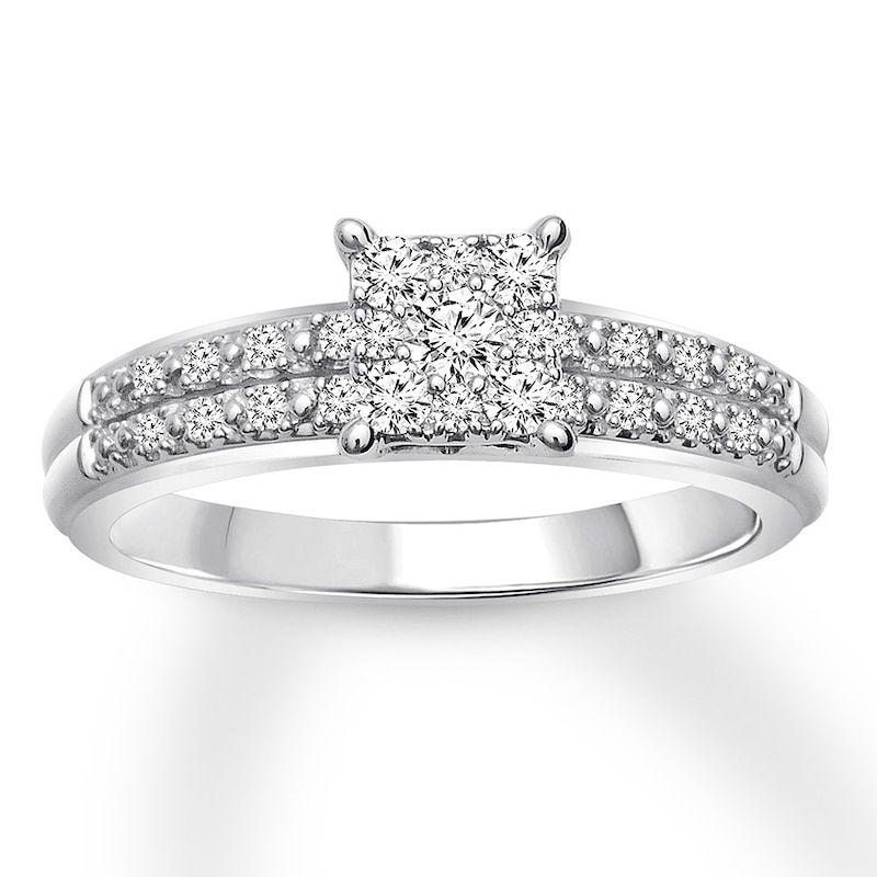 Main Image 1 of Previously Owned Diamond Engagement Ring 1/4 ct tw Round-cut 10K White Gold