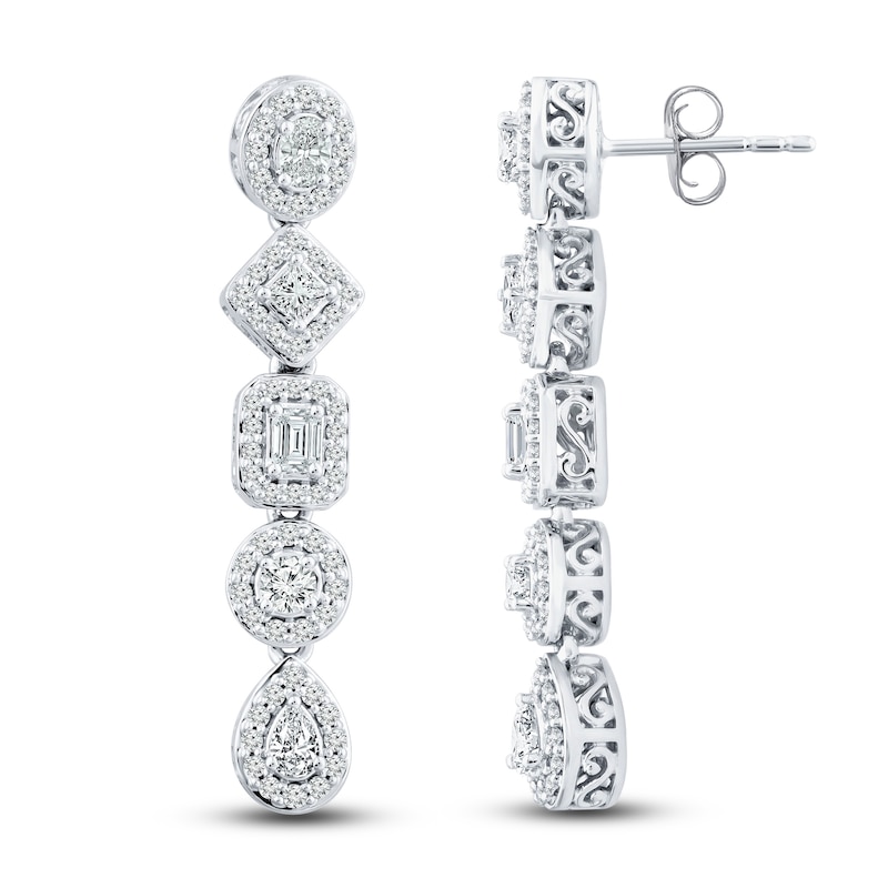Main Image 1 of Previously Owned Diamond Dangle Earrings 1 ct tw 10K White Gold