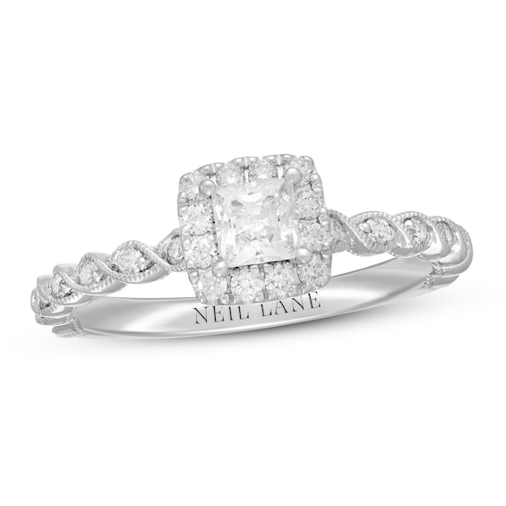 Previously Owned Neil Lane Diamond Engagement Ring 5/8 ct tw Princess & Round-cut 14K White Gold