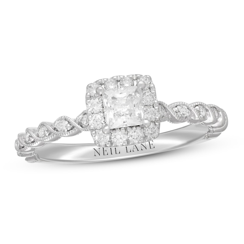 Main Image 1 of Previously Owned Neil Lane Diamond Engagement Ring 5/8 ct tw Princess & Round-cut 14K White Gold