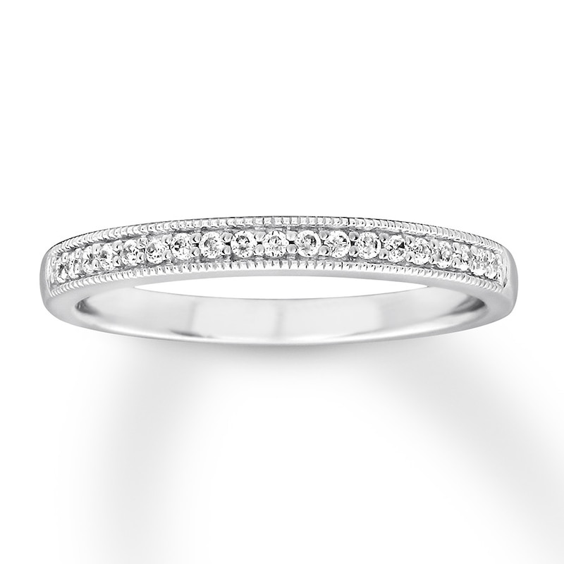 Main Image 1 of Previously Owned&nbsp;Diamond Wedding Band 1/8 ct tw Round-cut 10K White Gold Size 7